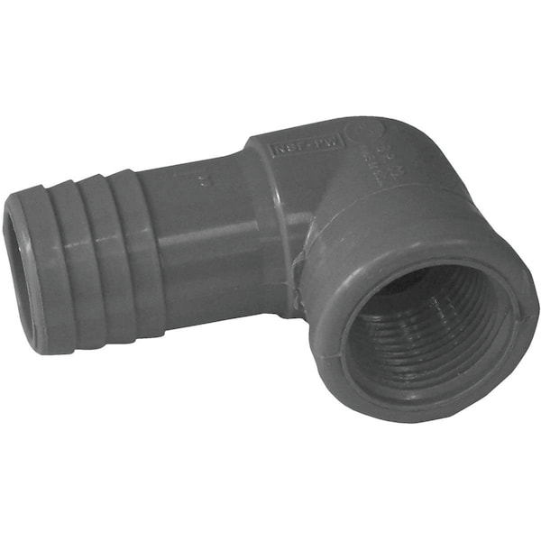 Boshart 1 In. x 3/4 In. FIP 90 Deg. Reducing Polypropylene Insert Elbow 1/4 Bend UPVCFRE-1007 - main